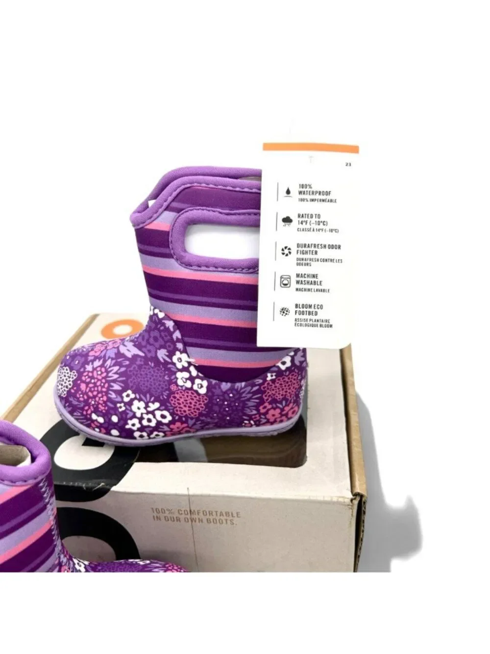 Baby Bogs NW Garden Purple Multi Toddler 4 Rain Boots Waterproof Girls Shoes